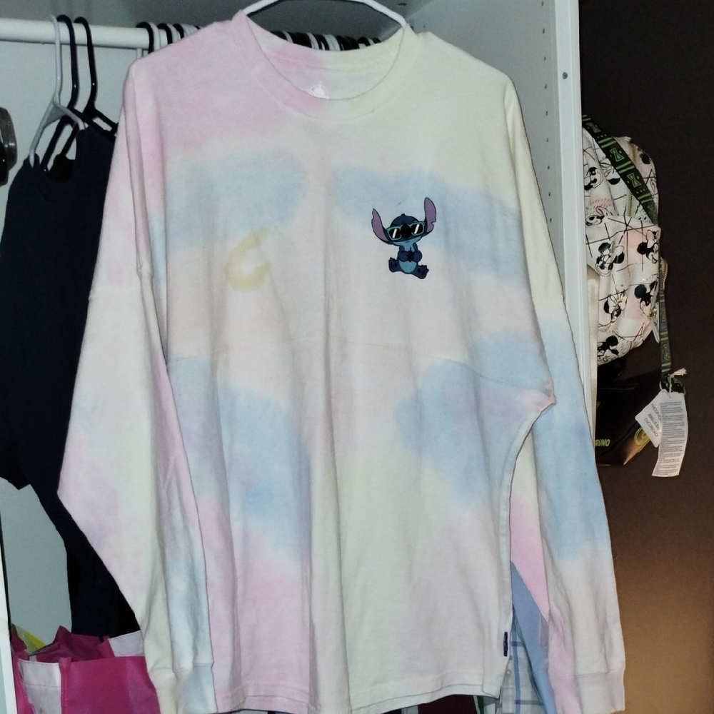 Disney Spirit Jersey Pastel Tie-Dye Stitch Long Sleeve Shirt Unisex M